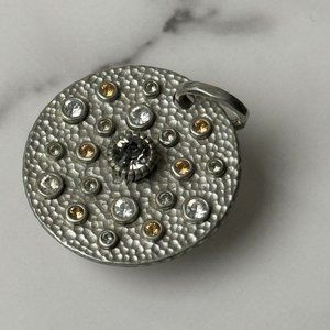Pre-Owned Barbara Boz Silvertone Pendant ONLY w/ Multi-Color Rhinestones